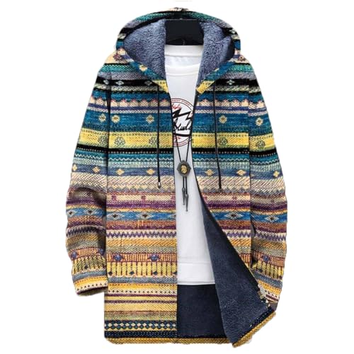 Chickwin Herren Warme Jacke Winter Herbst Übergangsjacke 3D Boho-Stil Muster Winterjacke Männer Jacken Mantel mit Kapuze für Outdoor Snowboard Wandern Fahrrad Training Arbeits von Chickwin