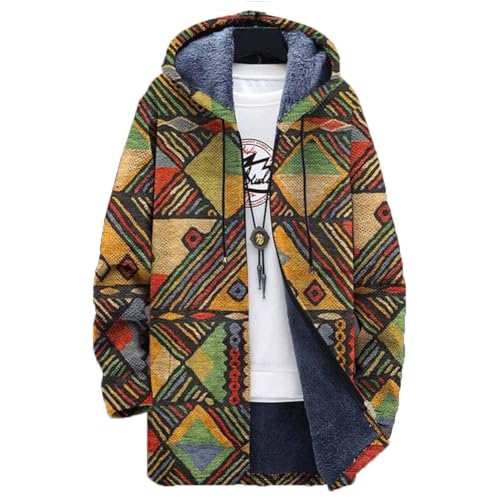 Chickwin Herren Warme Jacke Winter Herbst Übergangsjacke 3D Boho-Stil Muster Winterjacke Männer Jacken Mantel mit Kapuze für Outdoor Snowboard Wandern Fahrrad Training Arbeits von Chickwin