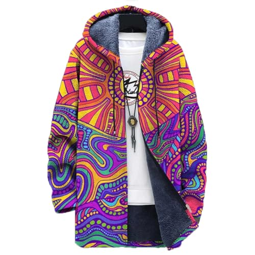 Chickwin Herren Warme Jacke Winter Herbst Übergangsjacke 3D Boho-Stil Muster Winterjacke Männer Jacken Mantel mit Kapuze für Outdoor Snowboard Wandern Fahrrad Training Arbeits von Chickwin