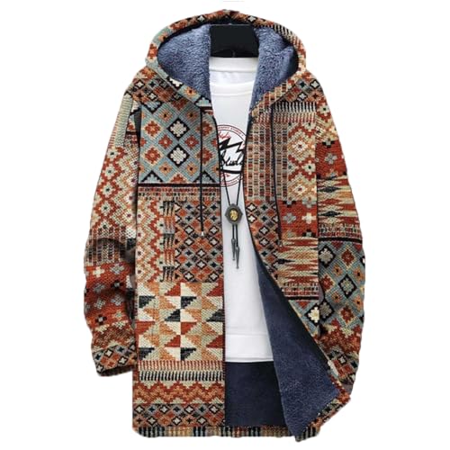 Chickwin Herren Warme Jacke Winter Herbst Übergangsjacke 3D Boho-Stil Muster Winterjacke Männer Jacken Mantel mit Kapuze für Outdoor Snowboard Wandern Fahrrad Training Arbeits von Chickwin