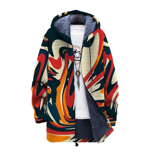 Chickwin Herren Warme Jacke Winter Herbst Übergangsjacke 3D Modedruck Winterjacke Männer Jacken Mantel mit Kapuze für Outdoor Snowboard Wandern Fahrrad Training Arbeits von Chickwin