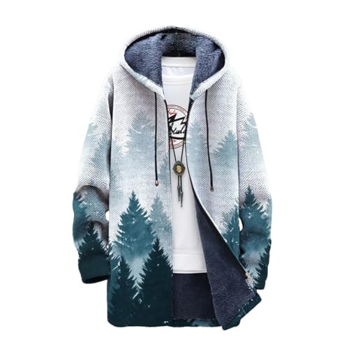 Chickwin Herren Warme Jacke Winter Herbst Übergangsjacke 3D Modedruck Winterjacke Männer Jacken Mantel mit Kapuze für Outdoor Snowboard Wandern Fahrrad Training Arbeits von Chickwin