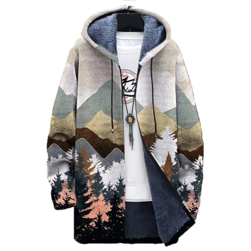 Chickwin Herren Warme Jacke Winter Herbst Übergangsjacke 3D Muster im Modestil Winterjacke Männer Jacken Mantel mit Kapuze für Outdoor Snowboard Wandern Fahrrad Training Arbeits von Chickwin