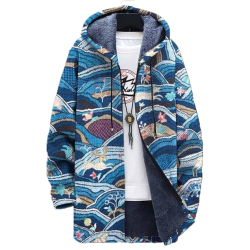 Chickwin Herren Warme Jacke Winter Herbst Übergangsjacke 3D Muster im Modestil Winterjacke Männer Jacken Mantel mit Kapuze für Outdoor Snowboard Wandern Fahrrad Training Arbeits von Chickwin