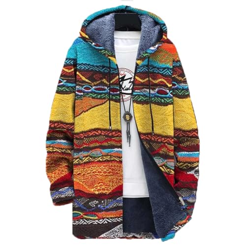 Chickwin Herren Warme Jacke Winter Herbst Übergangsjacke 3D Serienmuster Winterjacke Männer Jacken Mantel mit Kapuze für Outdoor Snowboard Wandern Fahrrad Training Arbeits von Chickwin