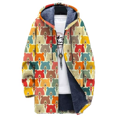 Chickwin Herren Warme Jacke Winter Herbst Übergangsjacke 3D Serienmuster Winterjacke Männer Jacken Mantel mit Kapuze für Outdoor Snowboard Wandern Fahrrad Training Arbeits von Chickwin