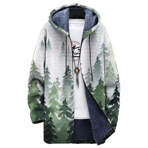 Chickwin Herren Warme Jacke Winter Herbst Übergangsjacke Modemuster Winterjacke Männer Jacken Mantel mit Kapuze für Outdoor Snowboard Wandern Fahrrad Training Arbeits von Chickwin