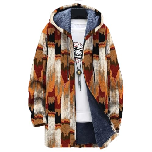Chickwin Herren Warme Jacke Winter Herbst Übergangsjacke Modemuster Winterjacke Männer Jacken Mantel mit Kapuze für Outdoor Snowboard Wandern Fahrrad Training Arbeits von Chickwin