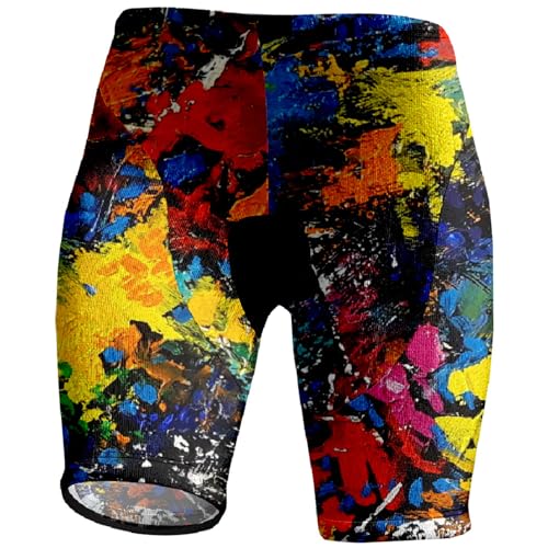 Chickwin Radlerhose Damen Kurz mit Polster, Ölgemälde Stil Atmungsaktive Fahrradhose Gepolstert Schnell Trocknende Radlershorts Elastische Radsport Shorts Radhose Sporthose von Chickwin