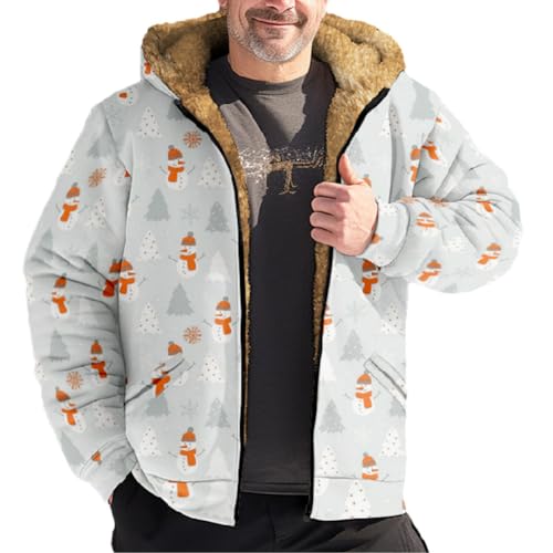 Chickwin Weihnachten Stil Herren Warme Jacke Winter Herbst Übergangsjacke Winterjacke Männer Jacken Mantel mit Kapuze für Outdoor Snowboard Wandern Fahrrad Training Arbeits von Chickwin
