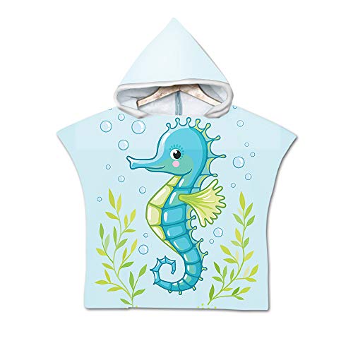 Chickwino Badeponcho Kinder mit Kapuze Tiermuster Poncho Handtuch Kinder Grün Surf Badetuch Kinder Robe Strand Schwimmen Poncho für Babys Jungen Mädchen von Chickwin