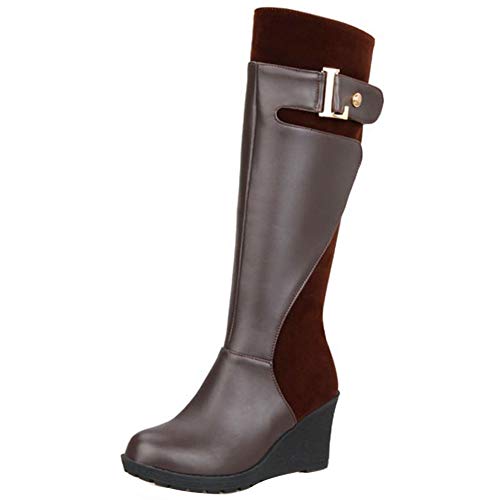 Chicmark Damen Keilabsatz Langschaft Stiefel (Braun, 43 EU) von Chicmark