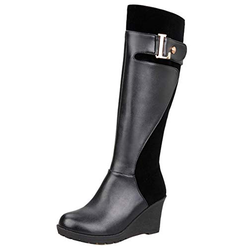 Chicmark Damen Keilabsatz Langschaft Stiefel (Schwarz, 39 EU) von Chicmark