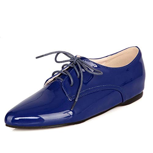 Chicmark Damen Schnürsenkel Flach Pumps (Blau, 40 EU) von Chicmark