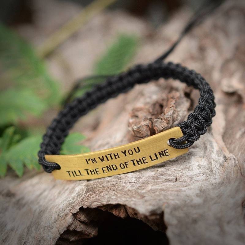 Ich Bin Mit Ihnen Bis Zum Ende Der Linie Handgestempeltes Manschettenarmband Verstellbares Nylonband von Chicozari