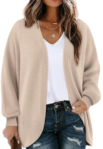 Chicrise Cardigan Damen Lang Herbst Strickweste Dünne Elegant Strickmantel Generisch Mode Kuscheliger Khaki X-Groß 46-48 XL von Chicrise