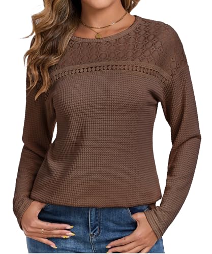 Chicrise Oberteile Damen Herbst Spitze T-Shirt Gehäkelte Mode Bluse Elegant Lockere Braun 2X Groß 50-54 Chicrise Oberteile Damen Herbst Spitze T-Shirt Gehäkelte Mode Bluse Elegant Lockere Braun 2X Groß 50-54 von Chicrise