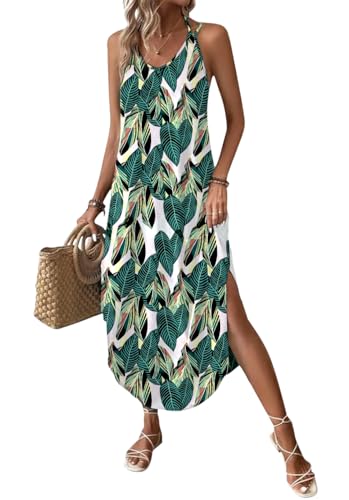 Chicrise Sommerkleid Damen V Ausschnitt Lang Maxikleid Blumen Sommer Strandkleid Oversize Elegant Mehrfarbig X Groß 46-48 von Chicrise