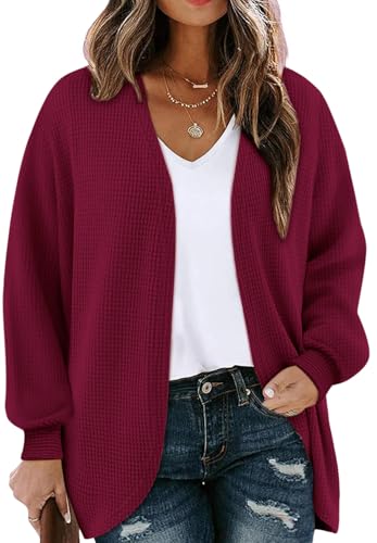Chicrise Strickjacke Damen Lange Leichte Strickmantel Elegant Dünne Cardigan 2025 Generisch Kuscheliger Weinrot Klein 34-36 S von Chicrise