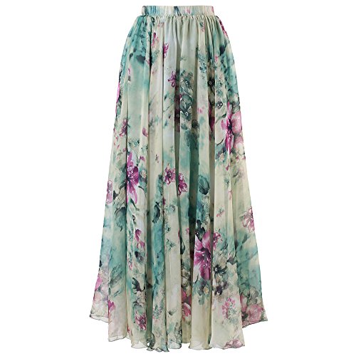CHICWISH Damen Chiffon-Sliprock mit Blumenmuster und Aquarell-Blumen, Grün , Klein von Chicwish