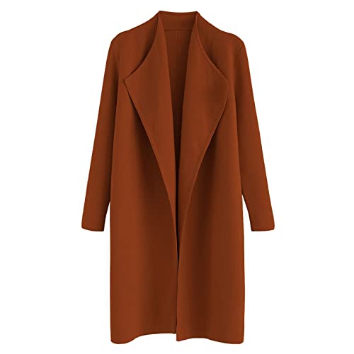 CHICWISH Damen Classy Open Front Knit Coat Cardigan Coatigan Leichte Jacke, Caramel, Mittel von Chicwish