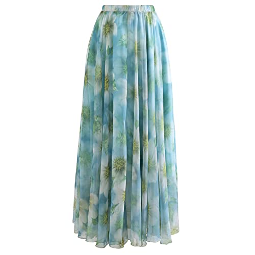 CHICWISH Damen Floral Aquarell Blume Maxi Floral Chiffon Slip Rock, Narzissen, M/L von Chicwish