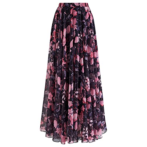 CHICWISH Damen Floral Aquarell Blume Maxi Floral Chiffon Slip Rock, Wunderschönes rosa Blumenmuster, XL/XXL von Chicwish