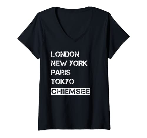 Damen Meine Heimat Chiemsee! Geburtsort & Heimatliebe Chiemsee T-Shirt mit V-Ausschnitt von Chiemsee Liebe - Hier lebe ich