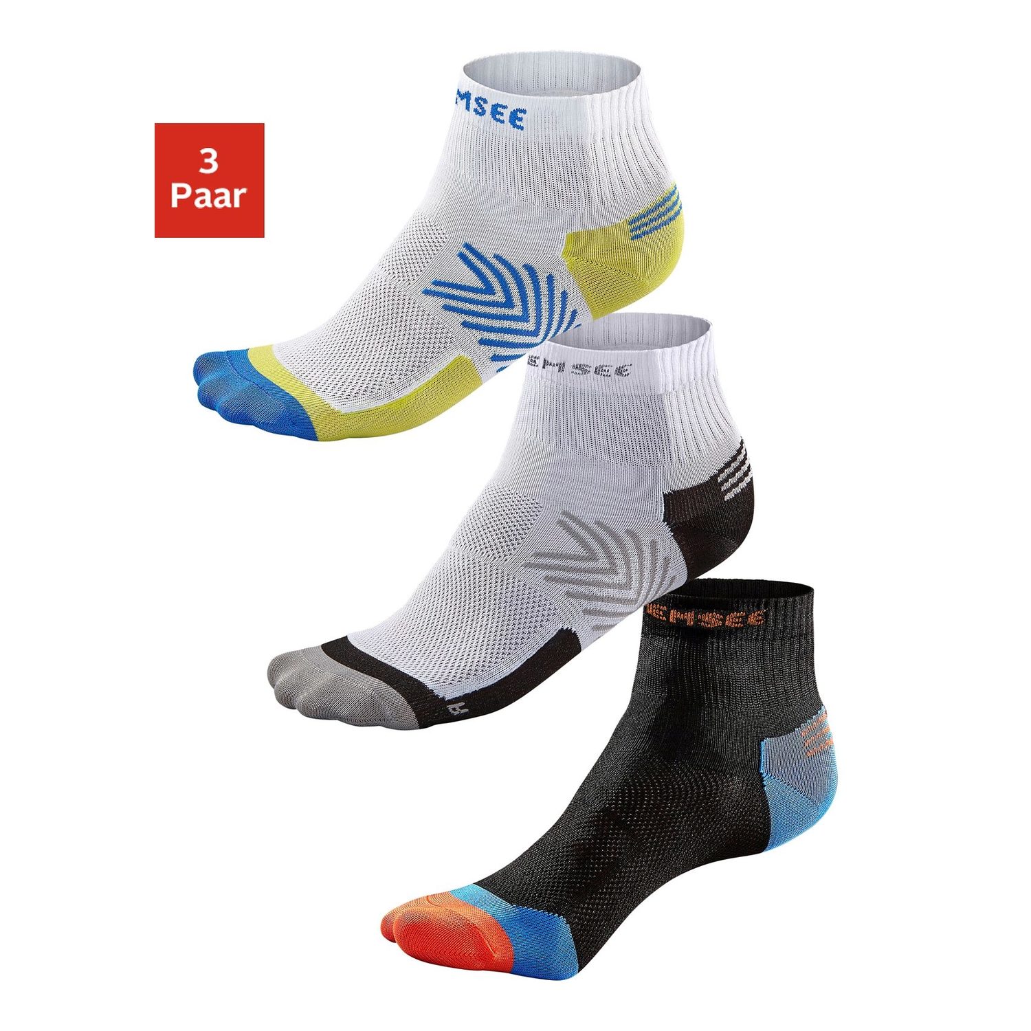 CHIEMSEE Funktionssocken Damen weiß-blau-grün, weiß-schwarz-grau, schwarz-blau-rot Gr.43-46 von Chiemsee