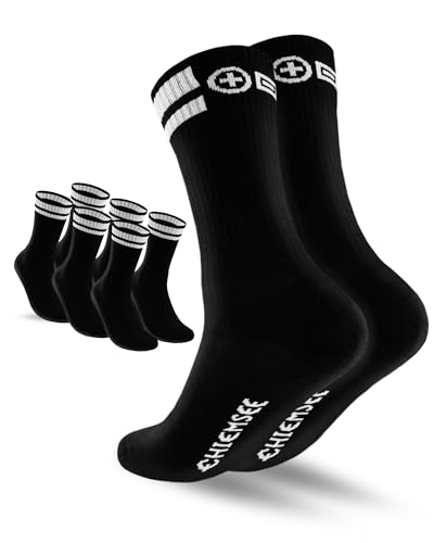 Chiemsee Sportsocken Herren Damen Tennissocken 6 Paar Crew Socken mit Frotteesohle (Schwarz 43-46) von Chiemsee