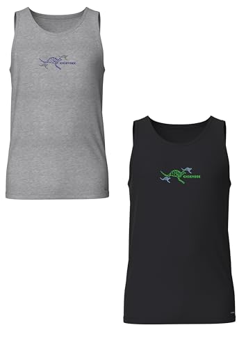 Chiemsee Tanktop Boys 2er Pack mit Kangaroo Print Unterhemd für Jungen (DE/NL/SE/PL, Numerisch, 146, 152, Regular, Schwarz/Medium Grau) von Chiemsee