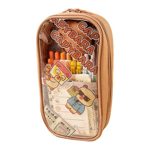 Capy-bara Federmäppchen, transparenter Schreibtisch-Organizer und Stiftetasche, ästhetisches Federmäppchen mit Markertasche für Bleistifte und Radiergummis, B, Modern von Chienc
