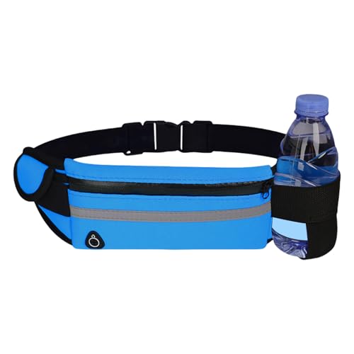 Hüfttaschen – Laufgürteltasche mit Handy-Halterung – wasserabweisend, verstellbarer Gürtel, inklusive Wasserflaschenfach – perfekt für Fitness-Enthusiasten, sowohl Männer als auch Frauen, Blau (Deed von Chienc