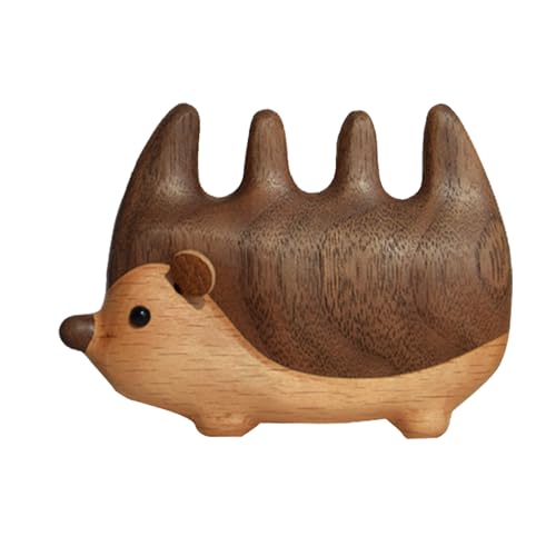 Kopfhaut-Massagekamm – Igel-Design mit breitem Zahn-Design, Holz-Haarkamm zur Stimulation, antistatisch und niedlich, Haarpflege für Frauen, unverzichtbar für Entspannung und Wachstum von Chienc