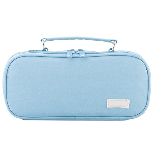 Mehrschichtiges großes Federmäppchen, Handheld-Schreibwaren-Tasche mit Netztasche, multifunktionales und großes Fassungsvermögen, Federmäppchen, Make-up-Tasche für Marker, blau, Modern von Chienc