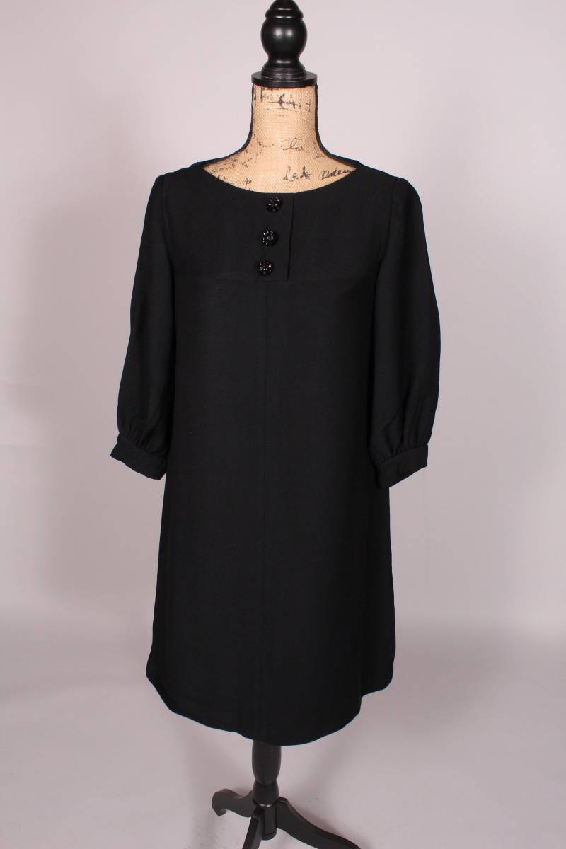 Vintage 60Er Jahre Hängerchen Kleid in Schwarz Mit Strassknöpfen Von R&k Originals Size M L von ChiffonLounge
