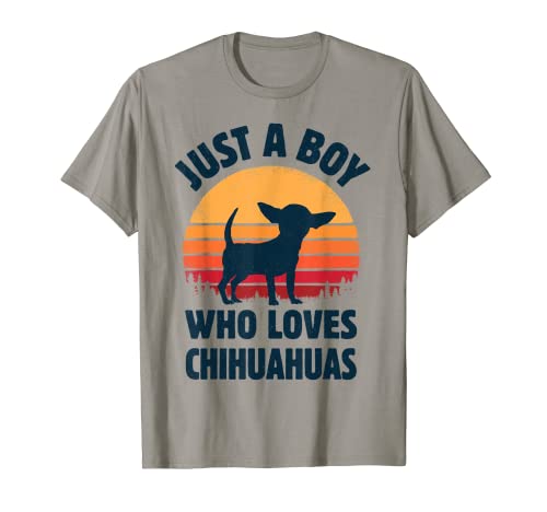 Chihuahua Just A Boy Who Loves Dogs Herren Retro Vintage Sonnenuntergang T-Shirt Chihuahua Just A Boy Who Loves Dogs Herren Retro Vintage Sonnenuntergang T-Shirt von Chihuahua DU Clothing