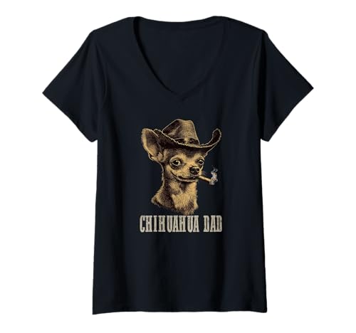 Damen Herren Chihuahua Hund Vintage Best Chihuahua Dad Vatertag T-Shirt mit V-Ausschnitt Damen Herren Chihuahua Hund Vintage Best Chihuahua Dad Vatertag T-Shirt mit V-Ausschnitt von Chihuahua Dad Funny Chihuahua Dog Father's Day
