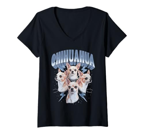Damen Chihuahua T-Shirt mit V-Ausschnitt Damen Chihuahua T-Shirt mit V-Ausschnitt von Chihuahua Design