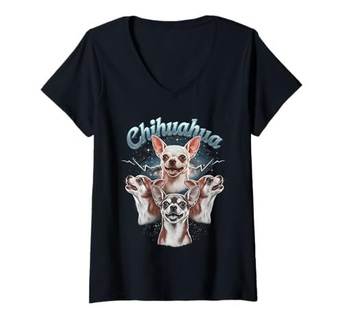 Damen Chihuahua T-Shirt mit V-Ausschnitt Damen Chihuahua T-Shirt mit V-Ausschnitt von Chihuahua Design