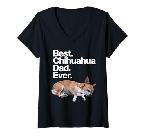Damen Papa Chihuahua T-Shirt mit V-Ausschnitt Damen Papa Chihuahua T-Shirt mit V-Ausschnitt von Chihuahua Design