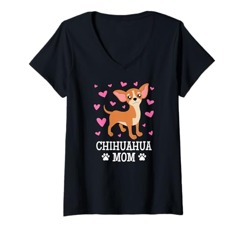 Damen Chihuahua Mama für Frauen Mädchen Chihuahua Hundebesitzer T-Shirt mit V-Ausschnitt Damen Chihuahua Mama für Frauen Mädchen Chihuahua Hundebesitzer T-Shirt mit V-Ausschnitt von Chihuahua Designs by Margaretha
