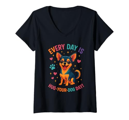 Damen Umarmen Sie Ihren Hund Chihuahua T-Shirt mit V-Ausschnitt Damen Umarmen Sie Ihren Hund Chihuahua T-Shirt mit V-Ausschnitt von Chihuahua Love