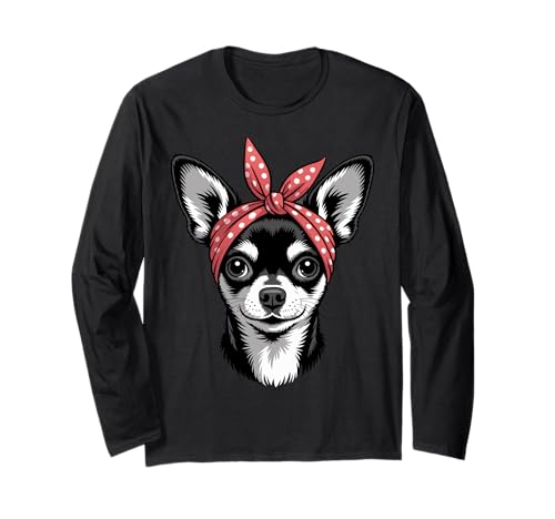 Mädchen Chihuahua Bandana Chihuahua Langarmshirt Mädchen Chihuahua Bandana Chihuahua Langarmshirt von Chihuahua Lover Gifts & Tees