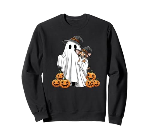 Lustiger Geist Chihuahua Kürbis Halloween Kinder Herren Damen Sweatshirt von Chihuahua Lovers Cute Halloween Outfits Boy Girl