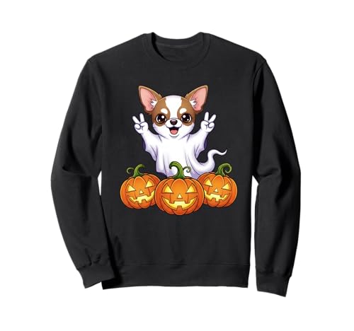 Lustiger Chihuahua Geist Kürbis Boo Halloween Kinder Herren Damen Sweatshirt von Chihuahua Lovers Halloween Ghost Pumpkin Outfits