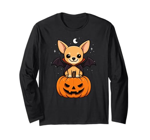 Chihuahua Tierliebhaber Vampir Kürbis Halloween Mama Papa Langarmshirt Chihuahua Tierliebhaber Vampir Kürbis Halloween Mama Papa Langarmshirt von ChihuahuaAxis1