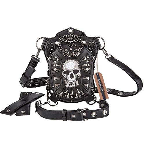 Chikencall® Halloween Gothic Steampunk Gürteltasche Drop Bein Arm Tasche Hüfttasche Schultergürteltaschen Geldbörse Beuteltasche (Rose-Skull) von Chikencall