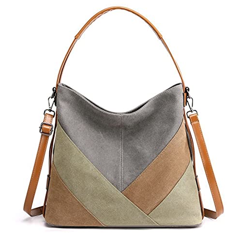 Chikencall Damen Canvas Hobo Bag Schultertasche Vintage Handtasche Umhängetaschen mit großem Fassungsvermögen Shopper Schulranzen Geldbörsen von Chikencall