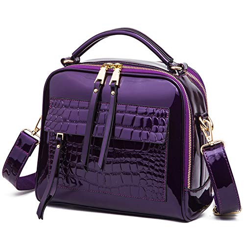 Chikencall Damenhandtasche und Geldbörsen aus Lackleder Crocodile Pattern Shell Shoulde Taschen Damen Schulranzen Umhängetasche von Chikencall